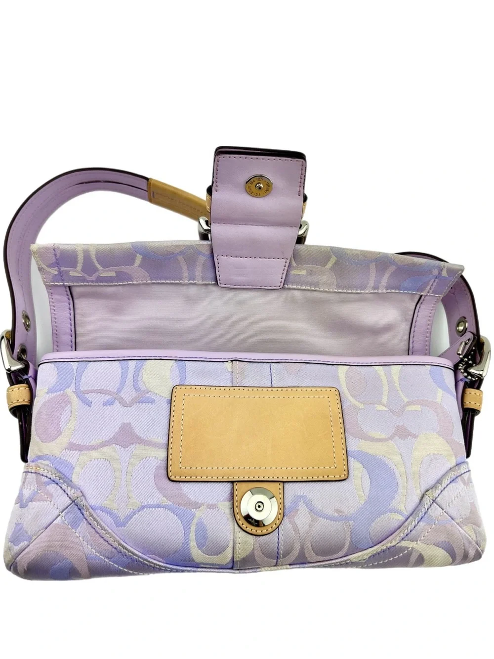 COACH Purple Soho Signature LADYBUG Shoulder Bag/Leather Buckle Style 1555 Y2K - Picture 9 of 16